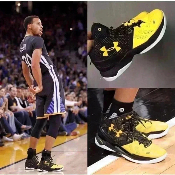Under Armour Curry 2 Long Shot (Black/Taxi-White) in  Boys Size 6Y or 38.5 EU - Picture 6 of 7